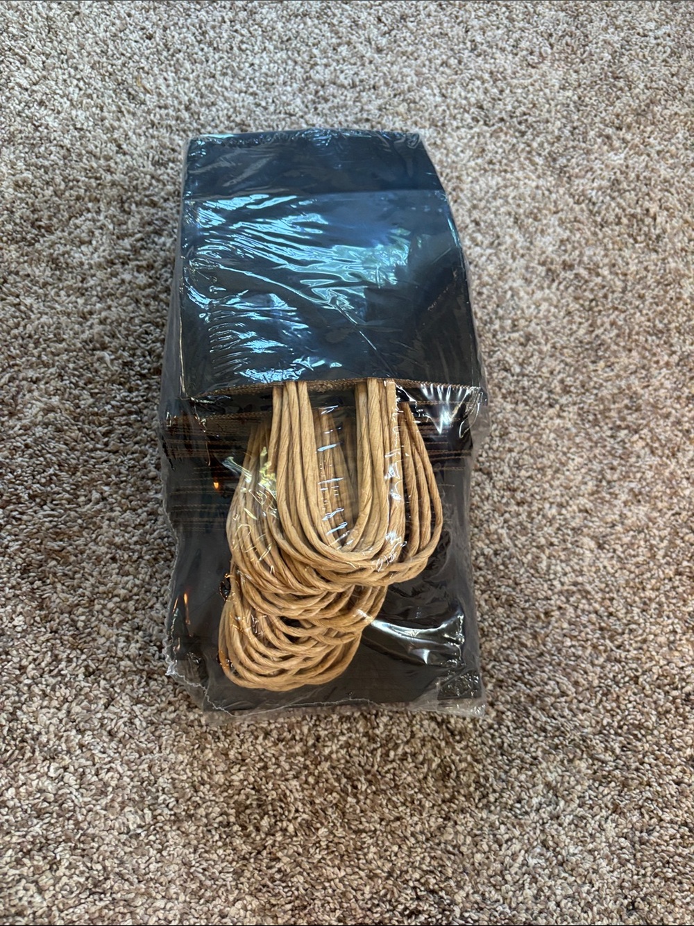 Black Gift Bags with Natural Twisted Rope Handles - Pack